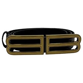 Cinto BB Stretch Balenciaga em couro preto Preto
