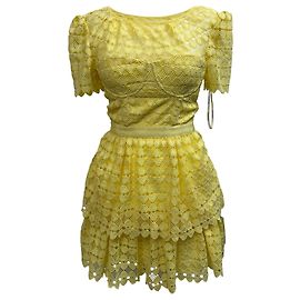 Self portrait Robe Mini en Dentelle en Cœur Self-Portrait en Polyester Jaune Jaune
