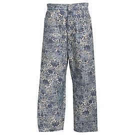 Christian Dior Jacquard Print Straight Leg Jeans in Blue Denim Other