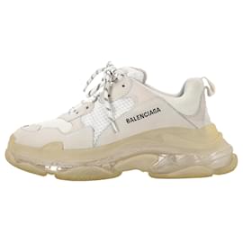 Balenciaga Triple S Clear Sole Sneakers in White Polyester White