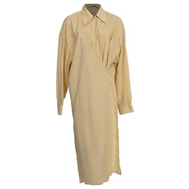 Abito Camicia Arricciato Lemaire in Cotone Giallo Giallo
