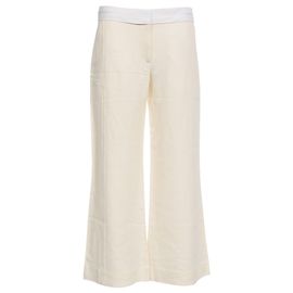 Victoria Beckham Flared Pants in White Wool White Cream