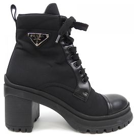 Botas de nylon y cuero cepillado Prada Negro