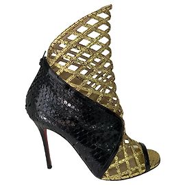 Christian Louboutin Bougliona 100 Python Black Gold Heels Multiple colors