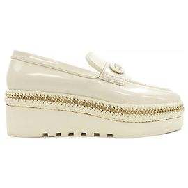 Chanel Shiny Calfskin Platform Pumps White