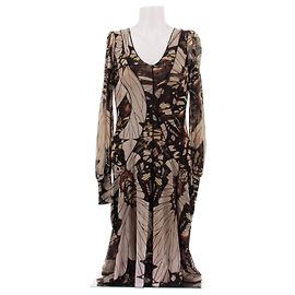 Jean Paul Gaultier Robe marron longue à imprimé Marron