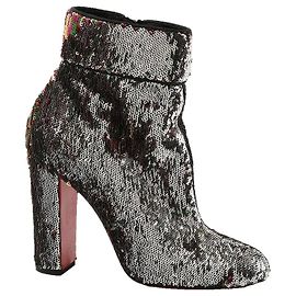 Christian Louboutin Moulamax 100 Bottines à sequins argentées Argenté