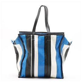 Bolsa Tote de Couro Bazaar da Balenciaga Azul