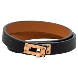 Hermès Pulsera Hermes Kelly Double Tour T2 Negro Rosa