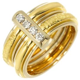 Yves Saint Laurent 18K Yellow Gold Diamond Band Ring Yellow