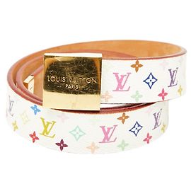 Ceinture Carrée Monogram Multicolore Louis Vuitton Blanc Multicolore Monogramme