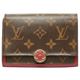 Cartera Compacta Bi-fold Monogram Flore Louis Vuitton Castaño Fucsia Monograma