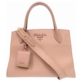 Bolsa de couro Saffiano Monocromática 1BA155 da Prada Bege