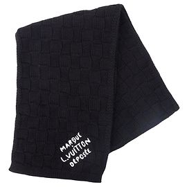 Louis Vuitton Damier Heritage Schal aus schwarzer Wolle Schwarz