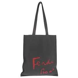 Bolsa Tote Plana Fendi Roma Marrom Vermelho