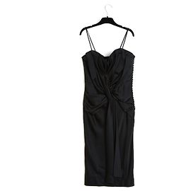 Christian Dior 2008 Bustierkleid FR42 Galliano Schwarz Satin Drapé UK14 US10 Schwarz