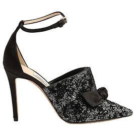 Jimmy Choo Prime 100 Ankle Strap Pumps Black Silver Glitter Black