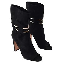 Jimmy Choo Open Toe Ankle Boots Black Suede Black