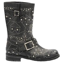 Jimmy Choo Studded Biker Boots Black Leather Black