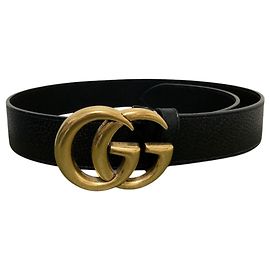 GUCCI GG Marmont Ledergürtel Schwarz Golden