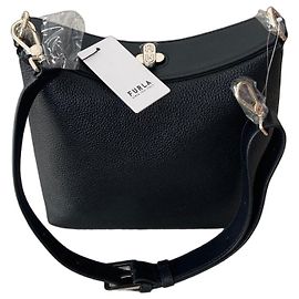 Neue schwarze Leder-Furla-Eimer Tasche Schwarz
