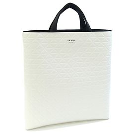 Borsa Tote Prada 2VG113 in pelle nera e bianca Nero Bianco
