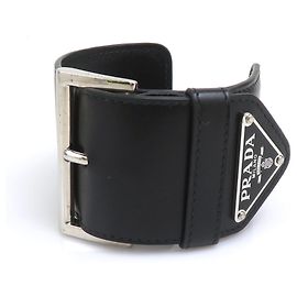Pulseira de couro preto Prada Preto
