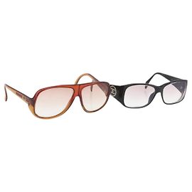 Occhiali da sole Christian Dior Chanel in plastica 2 Set Marrone Nero Auth 174998 Marrone Nero