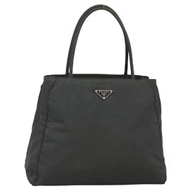 PRADA Handtasche aus Nylon grau Silber Auth bs34432 Braun Silber