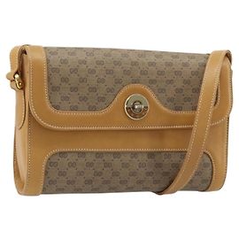 Gucci Bolsa de Ombro Micro GG Supreme PVC Bege Dourado Auth AMZ079 Bege Dourado