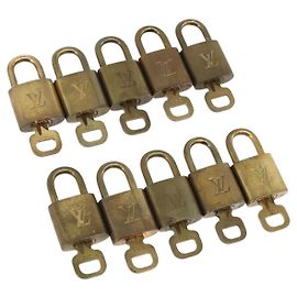 LOUIS VUITTON Padlock 10 Set Padlock metal Gold LV Auth am11193 Golden
