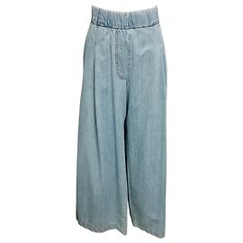 Calça larga em chambray Pila azul claro / azul gelo de Dries van Noten Azul