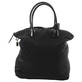 Borsa a spalla Louis Vuitton Lockit Verticals MM Monogram Désil in blu navy M93842 Nero