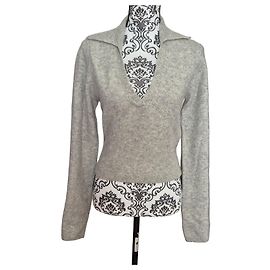 SANDRO Paris Pullover 100% Wolle hergestellt in Italien hellgrau Größe 1 (36/38) Weit ausgeschnitten Grau