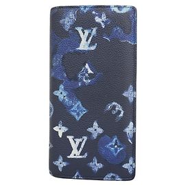 Portafoglio Lungo Brazza NM in Monogramma Acquerello di Louis Vuitton Blu navy