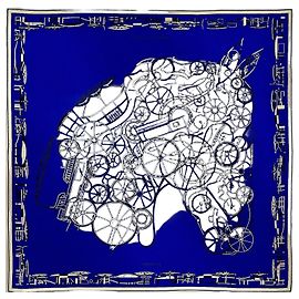 Hermès: Lenço/Quadrado "Complicação Equestre" 90 cm Multicor