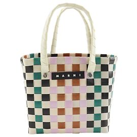 Sac à main en polypropylène tissé Marni Micro Basket Blanc Multicolore
