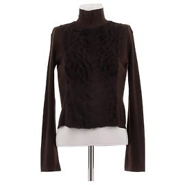 Barbara Bui Brauner Rollkragenpullover aus Pelz Braun