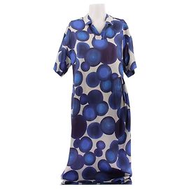 Dries Van Noten Vestido largo de seda con estampado azul Azul