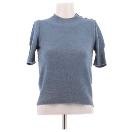 Marc Jacobs Blauer Kurzarmpullover aus Wolle und Kaschmir Blau