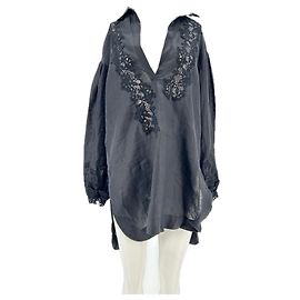 Camicia in lino nera con pizzo Ermanno Scervino Nero