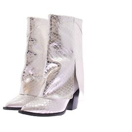 Autre Marque TORAL Silver Leather Boots 38 Silvery