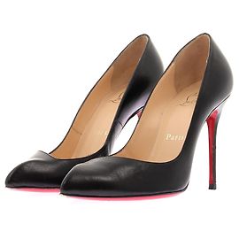 Christian Louboutin Black Leather Pointed Toe Pumps Black