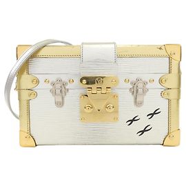 Borsa a Spalla Petite Malle Epi Louis Vuitton Argento D'oro Metallico