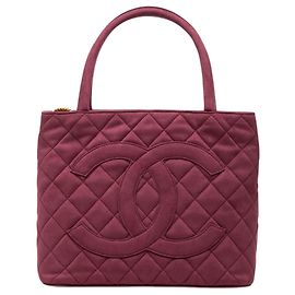 Chanel Red Suede Medallion Tote Red Dark red
