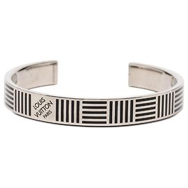 Louis Vuitton Silver Brass Damier Colors Cuff Bracelet Silvery