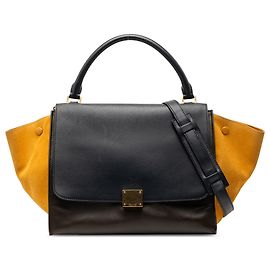Céline Bolsa Trapeze média tricolor em couro de bezerro e camurça marrom Celine Marrom Castanho escuro