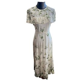 Red Valentino Langes Kleid mit Maiglöckchenmuster Weiß Grün