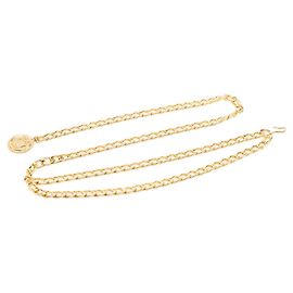 Chanel Coco Mark RUE CAMBON Gold Plated Chain Belt Golden