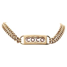 Collar de strass Chanel Coco Mark Rosa Dorado